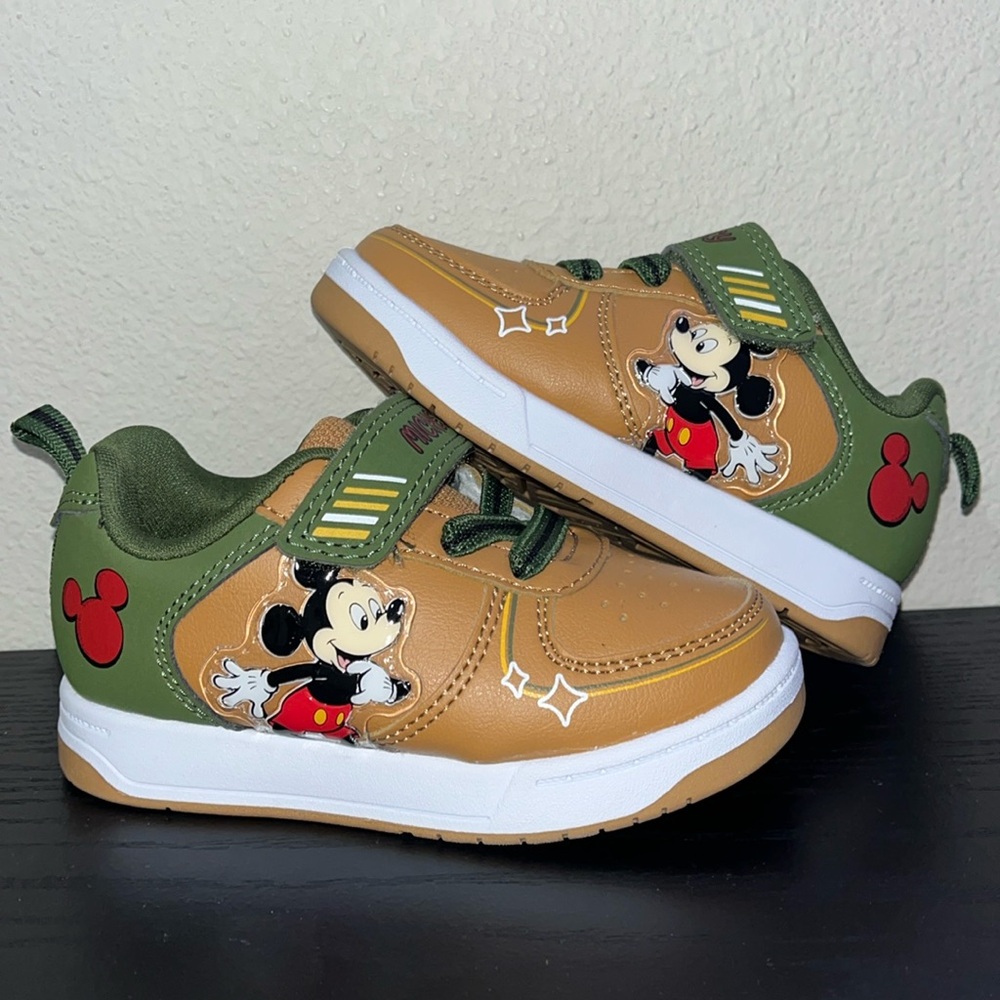 Disney Kids Mickey Mouse Brown and Green Sneakers